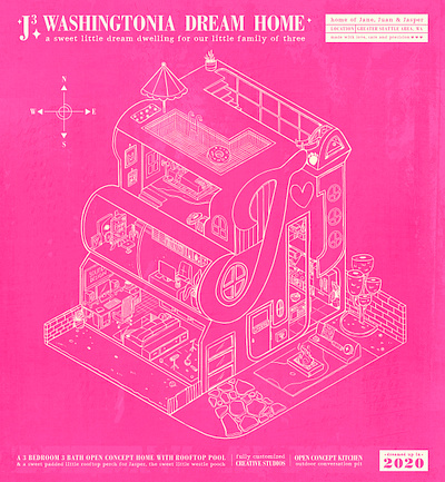 Jcubed Dream Home 2020 blueprint design designer illustration illustration art illustrator lettering lineart passionproject photoshop pinkprint printedgoods procreateapp vectorart