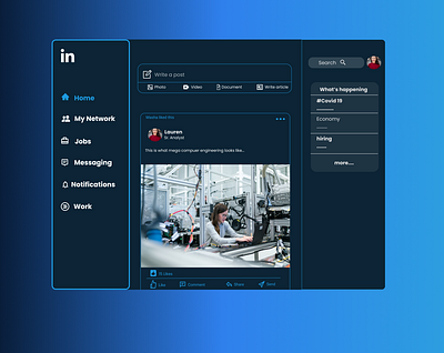 Linked-in revamped dark mode basic dark ui darkmode design figma linkedin template ui
