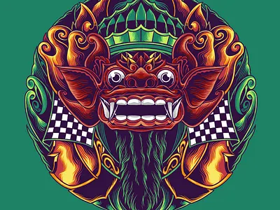 barong of the green art artwork bali balinese barong branding design drawing graphic graphic art illustration illustrator ornament
