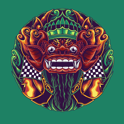 barong of the green art artwork bali balinese barong branding design drawing graphic graphic art illustration illustrator ornament