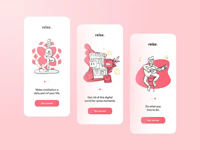 Onboarding Screens for simple meditation app app app design app ui clean ui meditate meditation meditation app onboard onboarding onboarding screen onboarding screens onboarding ui relax relaxation relaxing