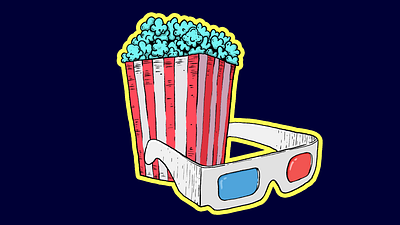 Movies and popcorn affinity food illustration