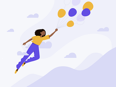 Rightfoot - Illustrations app balloon cloud design flow girl illustration light money shapes sketchapp sky student vector violet yellow