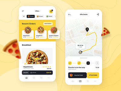 Dasher - Food Delivery App coupon delivery delivery app food food app food delivery food delivery app map mobile app pizza progress bar voucher