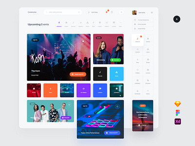 Events adobe xd interface kit psd sketch symbols template ui ui kit ux web