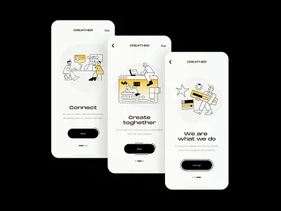 Onboarding app creative design digital minimal minimalist mobile mobile app mobile ui typography ui uidesign ux