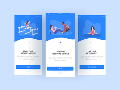 Fitness App Onboarding Screens app ui design appdesign branding dailyui designer fitness app freelance ios app minimal minimalism onboarding onboarding screens onboarding ui stark trent ui ui inspiration uiux uiuxdesign user interface design waveform