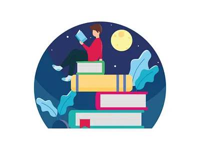 Book art book colorfull design graphic illustration learn night read school simple vector