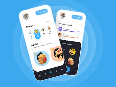 3D Designs Store Concept 👻 3d 3d design app app design application blur concept design download emojis icons interface light theme minimal mobile trend ui uidesign