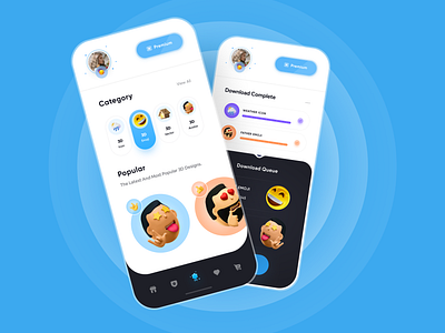 3D Designs Store Concept 👻 3d 3d design app app design application blur concept design download emojis icons interface light theme minimal mobile trend ui uidesign