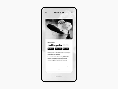 Music Mobile App animation app application black and white david bowie e commerce gif led zeppelin minimal minimalist music music player pink floyd retro rock typography ui ux vintage vinyl