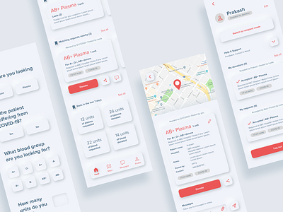 Blood Donation App - Work in progress app blood donation minimal mobile neumorphic neumorphism neutral ui user experience user interface ux