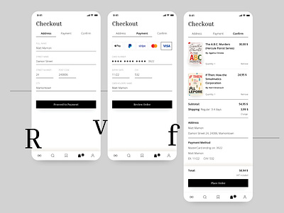 Checkout Flow for an Online Bookstore address cart checkout checkout flow checkout process e commerce input input field order order confirmation payment payment form