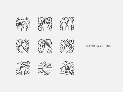 Hand Washing Icons. app covid 19 design hand hand washing icon illustration line ui ux