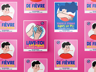 école covid-19 covid 19 fever illustration poster