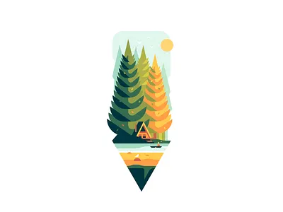 Pencil color forest house illustration nature shape trees