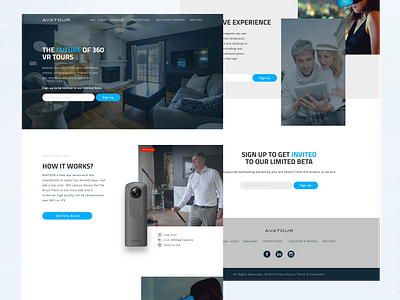 Avatour VR Website Design ai blue branding camera 360 figma flatdesign remote remote working typography uidesign united states ux virtual reality virtual tour vr web design website