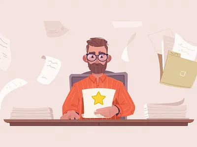 Paperwork art cartoon character development documentation illustration illustrator vector work