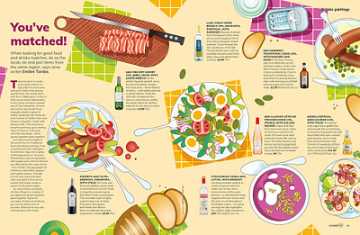 Drinks Pairing digital drink editorial folioart food illustration kiki ljung vector