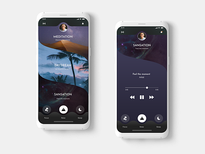Relaxing app app design flat icon minimal ui