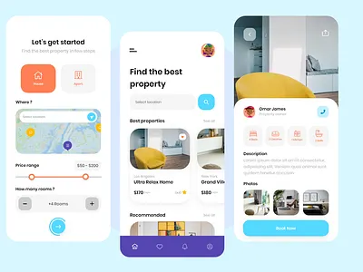 House & Apartment Rental App 🏡 apartment apartments for sale app clean colorful house mobile rent rental app ui uidesign uiux ux uxdesign xd