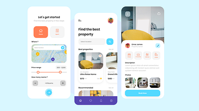 House & Apartment Rental App 🏡 apartment apartments for sale app clean colorful house mobile rent rental app ui uidesign uiux ux uxdesign xd