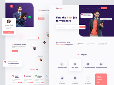 Job finder landing page homepage job board job finder job search landing page ui ux