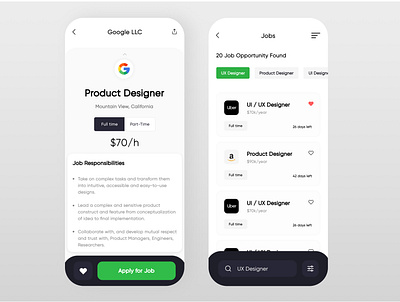 Job Finder App app design dribbble figma job job listing jobfinder mobile shrutiuiux ui uidesign uxdesign