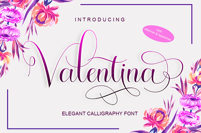 Valentina calligraphy card design elegant font font design font family lovelly typography