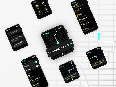 Bikeup | Smartwatch map app for rider 🚲 app design apple watch bike clean concept dailyui figma flat maps navigator rider riding smartwatch ui ui ux ui design