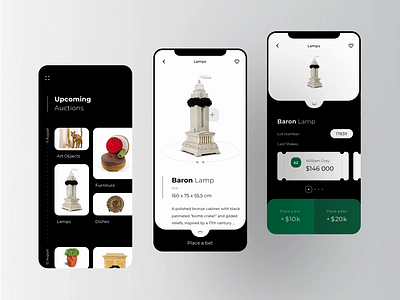 Antique Auction Betting App Animation antique antiques art auction bet betting bid bids buy fine art fine arts fineart interaction design lots mobile product design rondesign