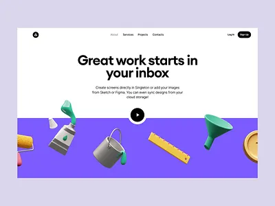 Superscene with landing page 3d app application bright characters colorful constructor design elements illustrations landing launch presentation project scene startup ui web website