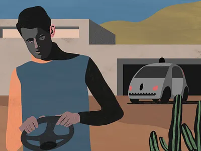 Technology & Trust billy clark car character digital editorial folioart illustration technology