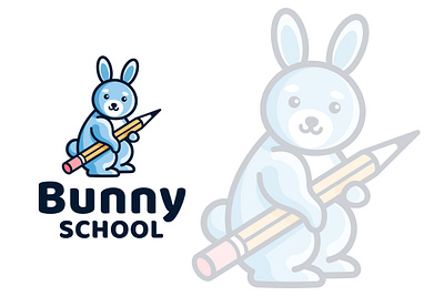 Bunny School Kids Logo Template mascot