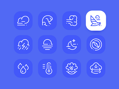 Sea icon set ⛵️ design freebie grid icon icon design iconography line moon sea sketchapp storm sun ui vector wave wind