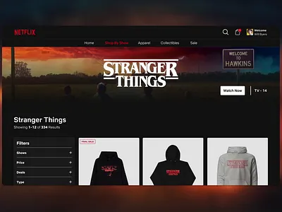 Stranger Things - E-Commerce Concept conceptual ui ux ux design