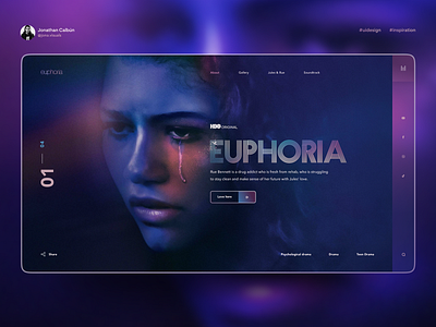 Euphoria - Web Concept Design adobe photoshop dribbble euphoria figma graphic design hbo hbo series hbomax love music neon night photoshop ruebennett series typography ui web concept design web design zendaya