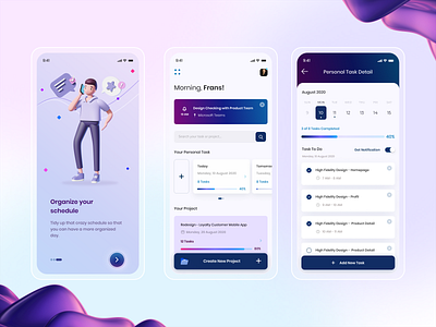 Task Management App adobe figma illustration mobile app mobile ui planner task list task management task manager ui ui design ux