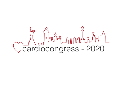 Cardio congress art branding design flat icon kyiv logo vector