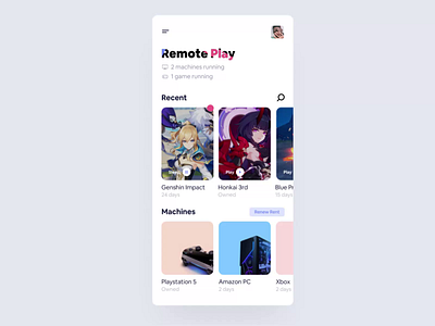 OnLive - Remote play after effects animation cloud gaming genshin interface mobile play remote streaming ui
