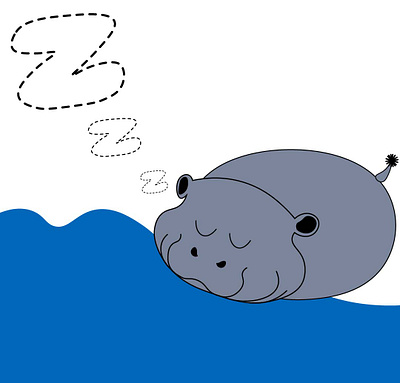 Sleepo Hippo design flat illustration minimal vector