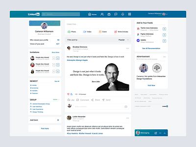 Linked in home page redesign dashboard ui home page home screen homepage linked in linkedin ui design uiux webdesign website website design
