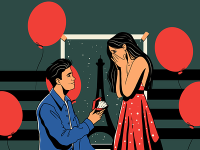 Life in Pandemic: Celebrate Safely couple couple illustration design design studio digital art digital illustration digital painting event graphic design illustration illustration art illustrations illustrator love lovers pandemic paris proposal romantic stay safe