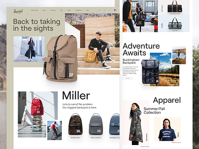 Herschel Supply Co. Redesign backpacks ecommerce outdoor product store