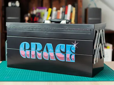 Grace brush lettering enamel pulp fiction sign painting