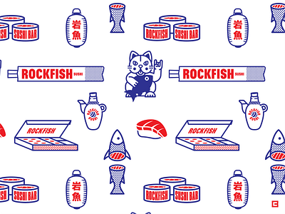 Rockfish pattern lucky cat manekineko rockfish sashimi sushi sushi bar