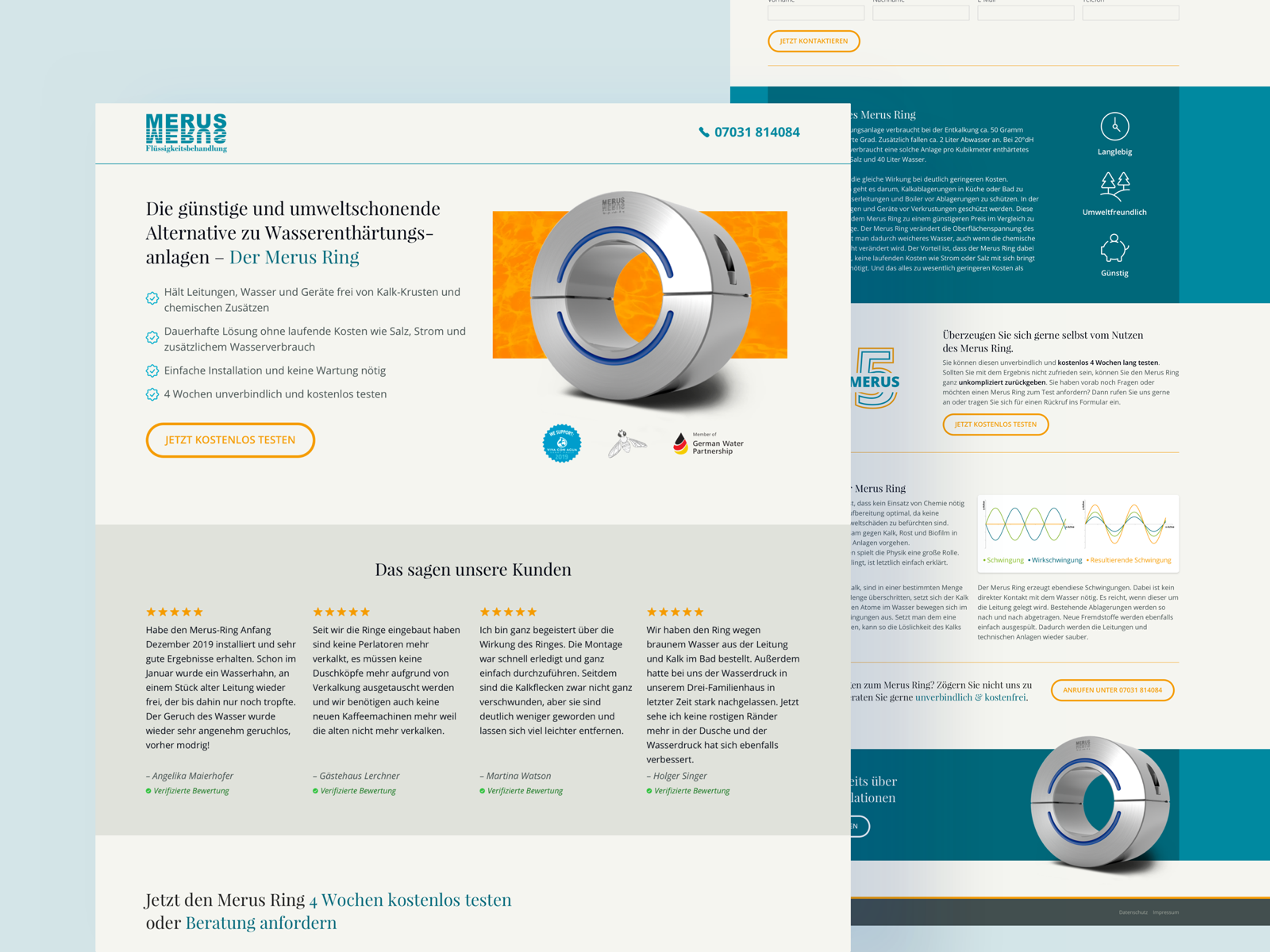 Example of Landingpage MERUS - Tune your tab water.