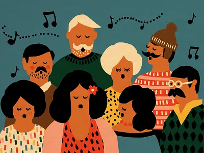 Madeira Early Events colorful handmade illustration people sing vector