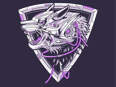 Cyberpunk wolf artwork coreldraw designer digital art illustration indonesia vector