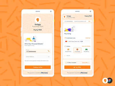 Razorpay Checkout | Swiggy app brand checkout design fintech food payment product tech ui ux